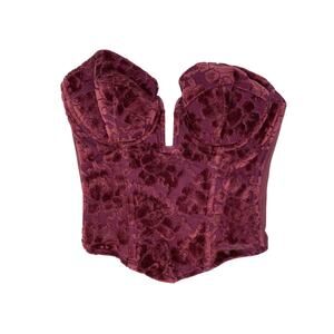 Felina Lingerie Veronica Collection 34C Burgundy Wine Flocked Floral Corset Top